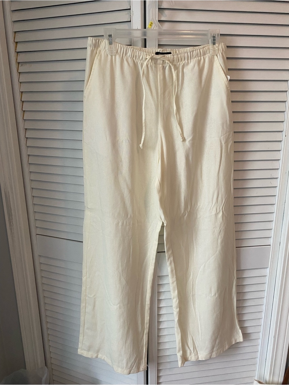 Forever 21 Cream Wide-Leg Drawstring Sweatpants